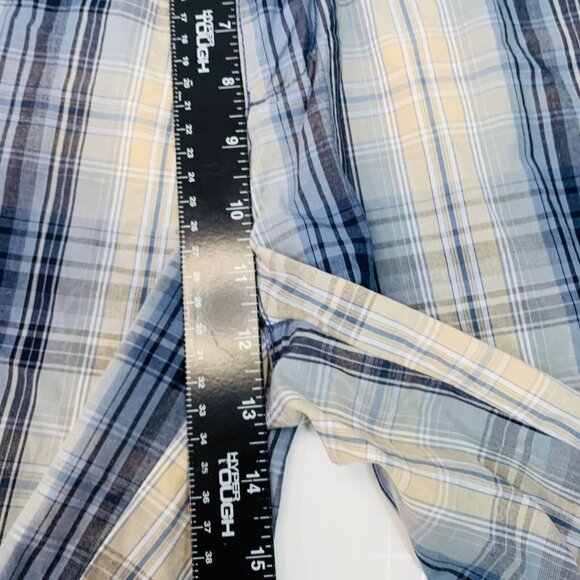 Weatherproof Plaid Cotton Shorts Mens 40 Blue Beige Preppy Flat Front Cotton - Picture 9 of 11